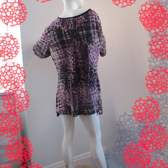 Bold Purple Leopard & Plaid V-Neck Tunic Dress 🐆💜🖤 - Picture 5 of 12